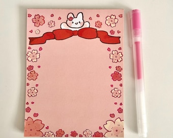 Sakura Bunny Cherry Blossom Notepad – Cute Memo Pad for Journaling, Lists, and Notes