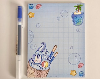 Bunny Summer Beach Treats Notepad – Cute Memo Pad for Notes and Lists
