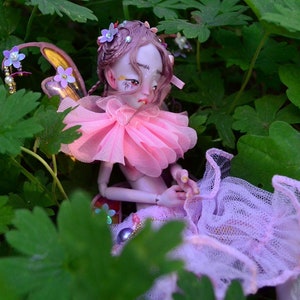 Ball Jointed Doll with Beautiful custom clothes and accessories, Poseable bjd art dolls from Resin, 11 inch - 27 cm [Anemone Flower Fairy]