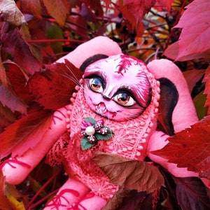 Fabric rag linen toy - Haloween blood bunny, decorative rabbit toy