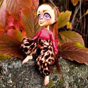 Pequeña muñeca articulada con hermosa ropa y accesorios personalizados, muñecas articuladas bjd art de resina, 5,5 pulgadas - 14 cm [Leopardo]