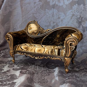 Miniature sofa | 1:6 scale furniture for Bjd, Blythe dolls | Victorian Dollhouse