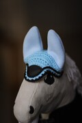 Crochet ear bonnet for hobby horses, stick horse crochet fly bonnet, handmade, head bonnet product logo