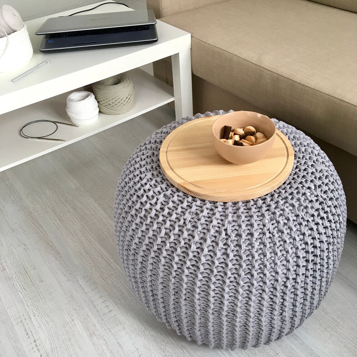 Round Coffee Table/ Pouf Ottoman/ Ottoman Tray/ Bedside Table/ Etsy