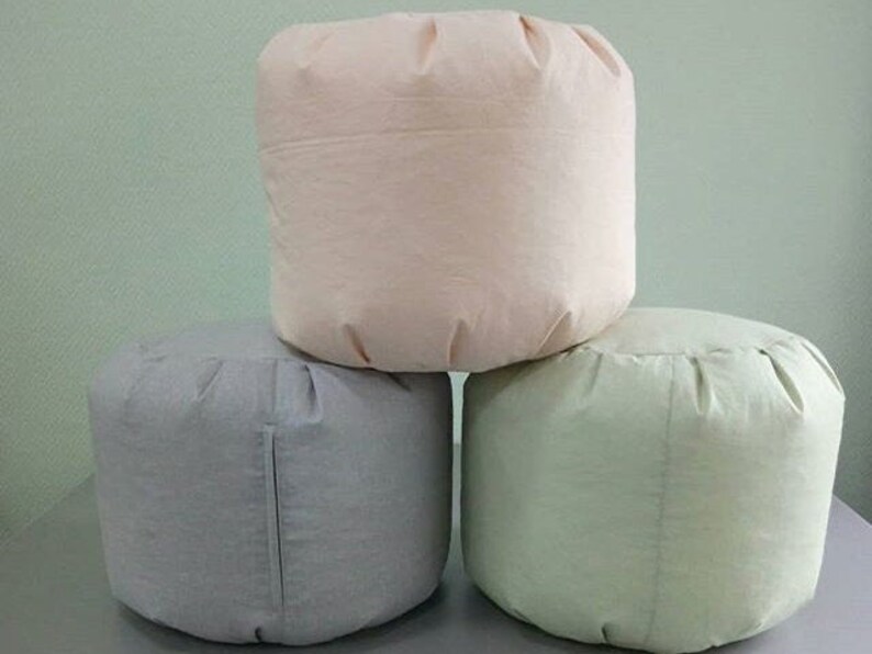 Pouf Ottoman/ Footstool Pouffe/ Knitted Pouf/ White Pouf/ Etsy