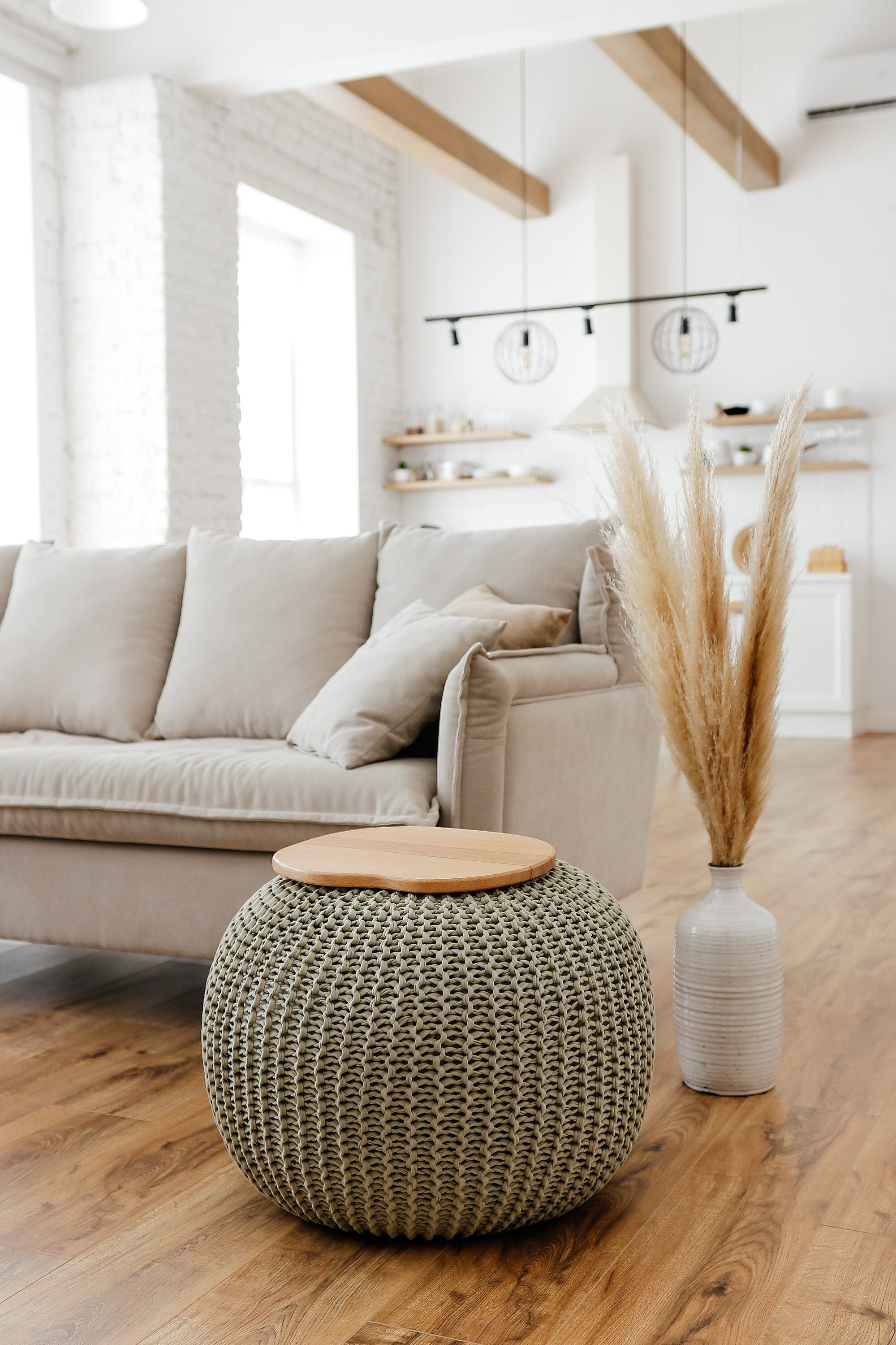 Round Coffee Table Bedside Table Ottoman Tray Pouf Ottoman Etsy