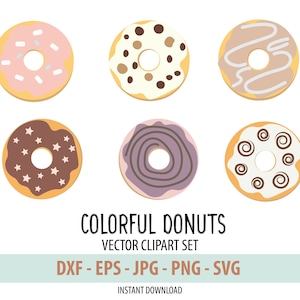 Donuts Clipart&#39;s PNG - Flavorful Donuts SVG - Digital Download - Sprinkles