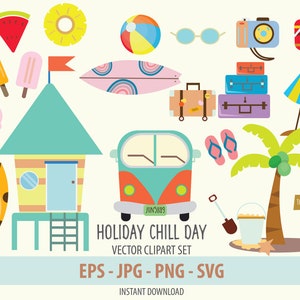 Holiday Chill Day I vakantietijd Clipart I digitale download