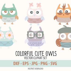 Cute Clipart's Owls Collections SVG  Kawaii Owls EPS