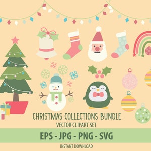 Kerstcollectiebundel, kerstclipart, Instant Digitale Download SVG door ItsWendysday