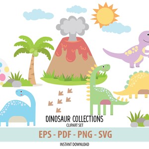 Dinosaur Clipart&#39;s Collections- Instant Digital Download-Preschool Party Decor