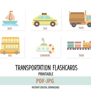 Transportation Flashcards Educational Flashcards Printable  Preschool Kindergarten Homeschool