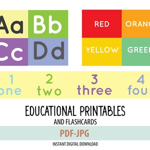 Printable and Flashcards for Toddlers Alphabet-Numbers-Colors