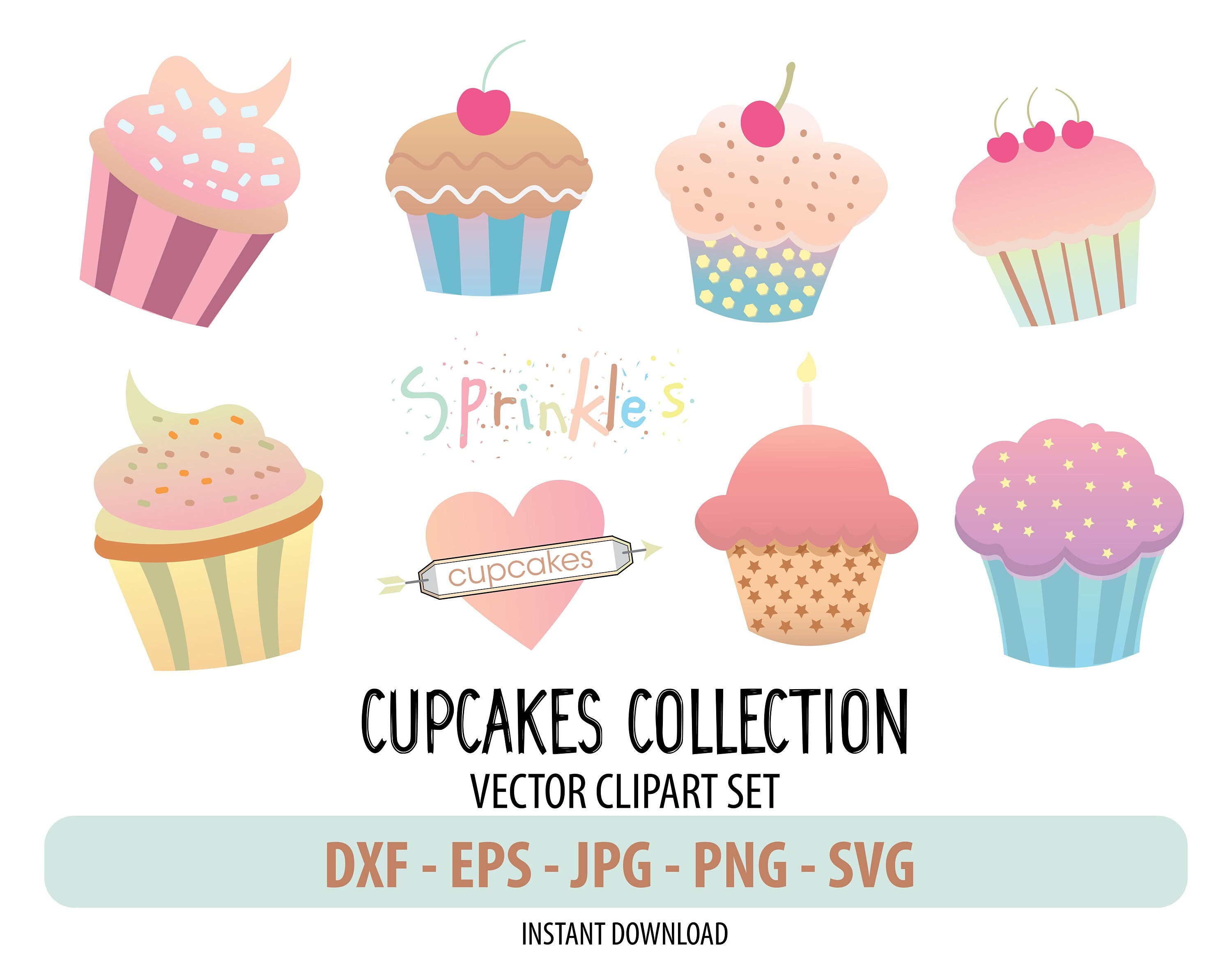 Colorful Cupcakes SVG Sweet Tooth Clipart's Digital Downloads Instant ...