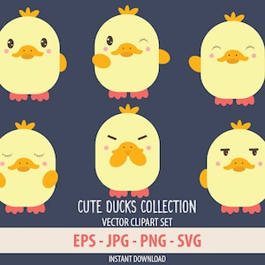 Cute Ducks Collection Clipart I Instant Download I Animal Prints