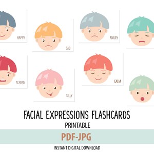 Facial Expressions Flashcards Printable Preschool Homeschool Montessori ...