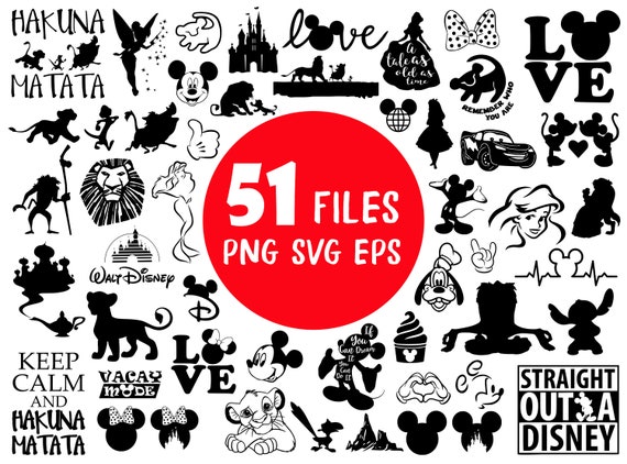 Download Etsy Disney Svg Bundle 51 In 1 Disney Clipart Disney Bundle Disney Cut File Disney Cricut Disney Stencil Disney Dxf File Mickey Svg File Le0015 The Hippie Corner