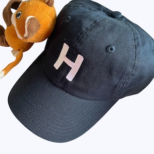 Personalized Kids Initial Baseball Cap: Custom Embroidered Letter, Adjustable, Navy Hat