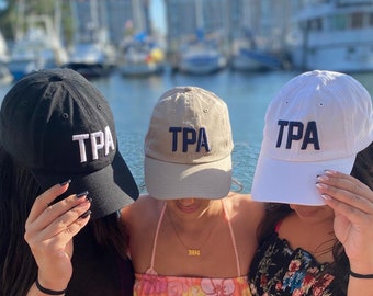 TPA Hat, Custom hat, Adult Baseball Hat, Tampa International Airport Code, Grey Cap, TPA Airport Code Hat, Birthday Gift, TPA Lovers