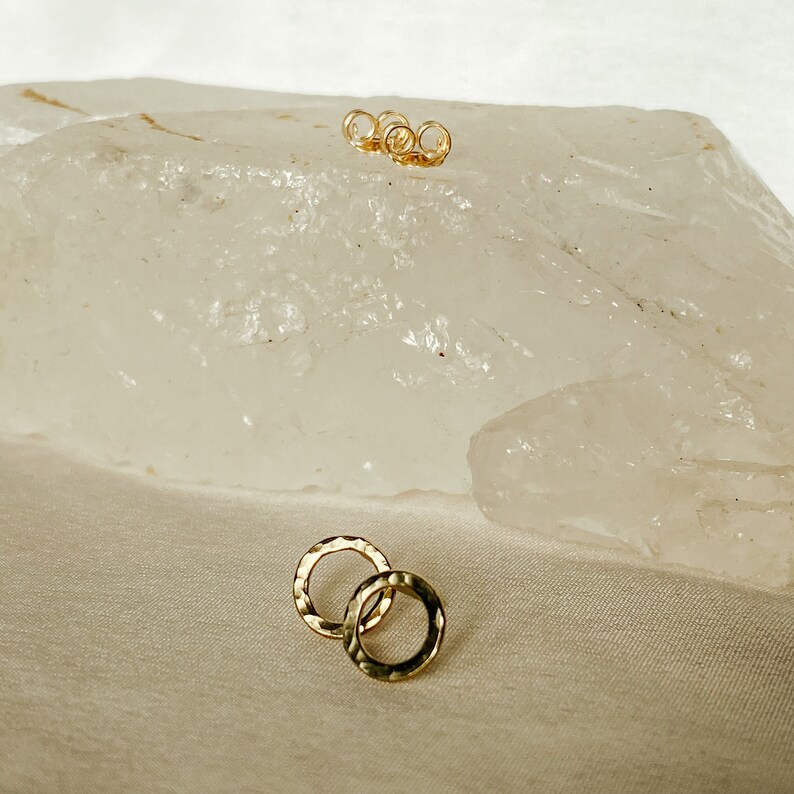 Textured Dainty Open Circle Stud Earrings in 14k Gold Fill Hand Finished with Inspiration from the Sunlit Waters of Southern France image 10