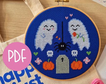 Amor eterno, Padrão de ponto cruz de Halloween - Download em PDF