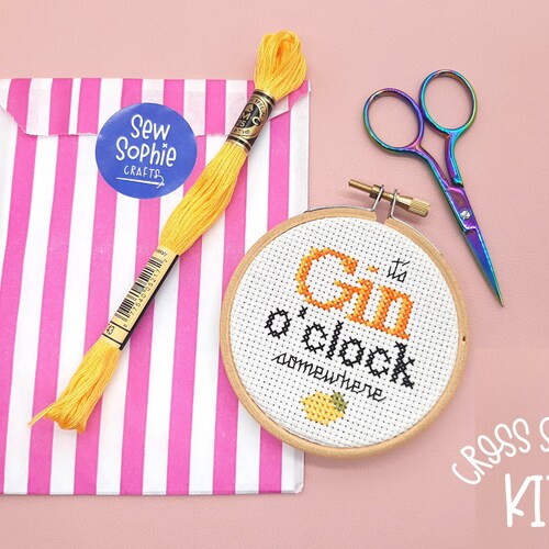Gin O'clock Cross Stitch Kit Craft Gift for Beginners Etsy UK