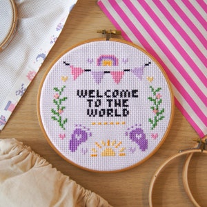 Welkom in de wereld - Babymeisje - Kruissteekpatroon downloaden
