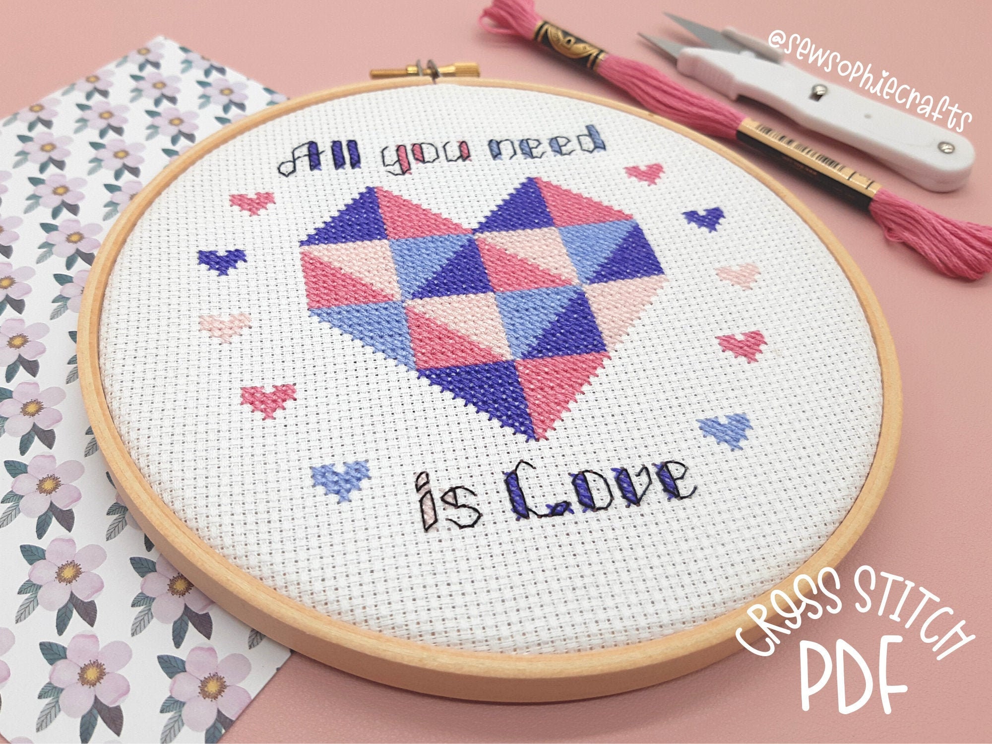 All You Need is Love Counted Cross Stitch Pattern PDF Etsy