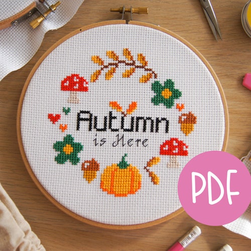 Autumn Leaves Cross Stitch Pattern - Etsy