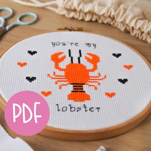 Lobster Cross Stitch Chart - Friends inspired Instant Printable PDF