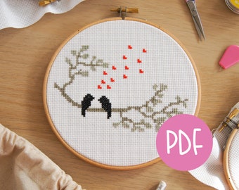 Dwergpapegaaien Cross Stitch Patroon - Afdrukbare PDF-download