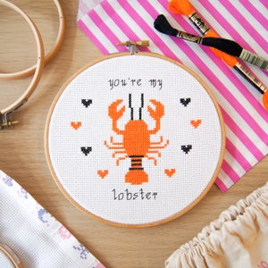 Lobster Cross Stitch Kit - You're My Lobster - Friends inspired Craft Gift