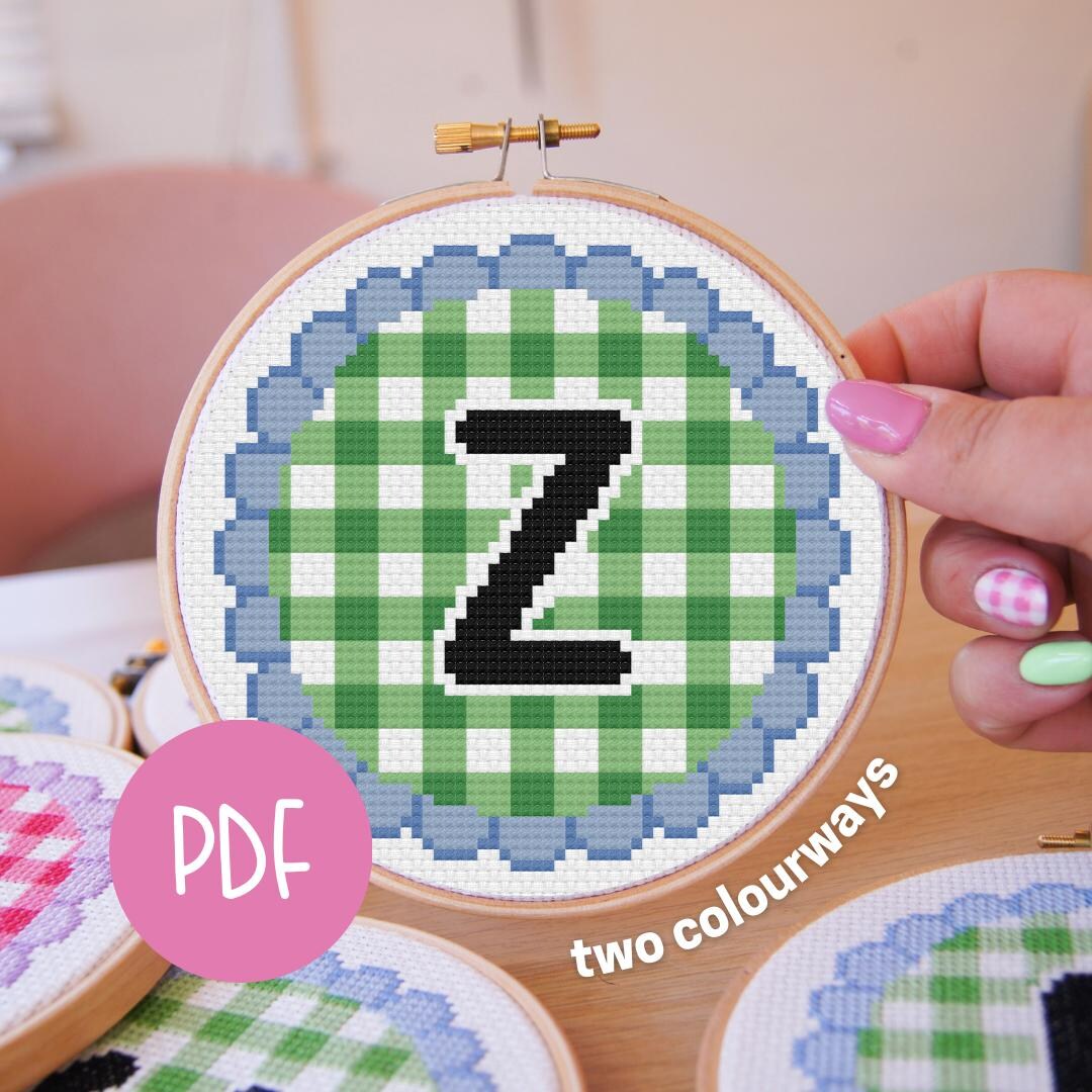 Letter Z | Gingham A-Z Digital Cross Stitch Pattern | Alphabet