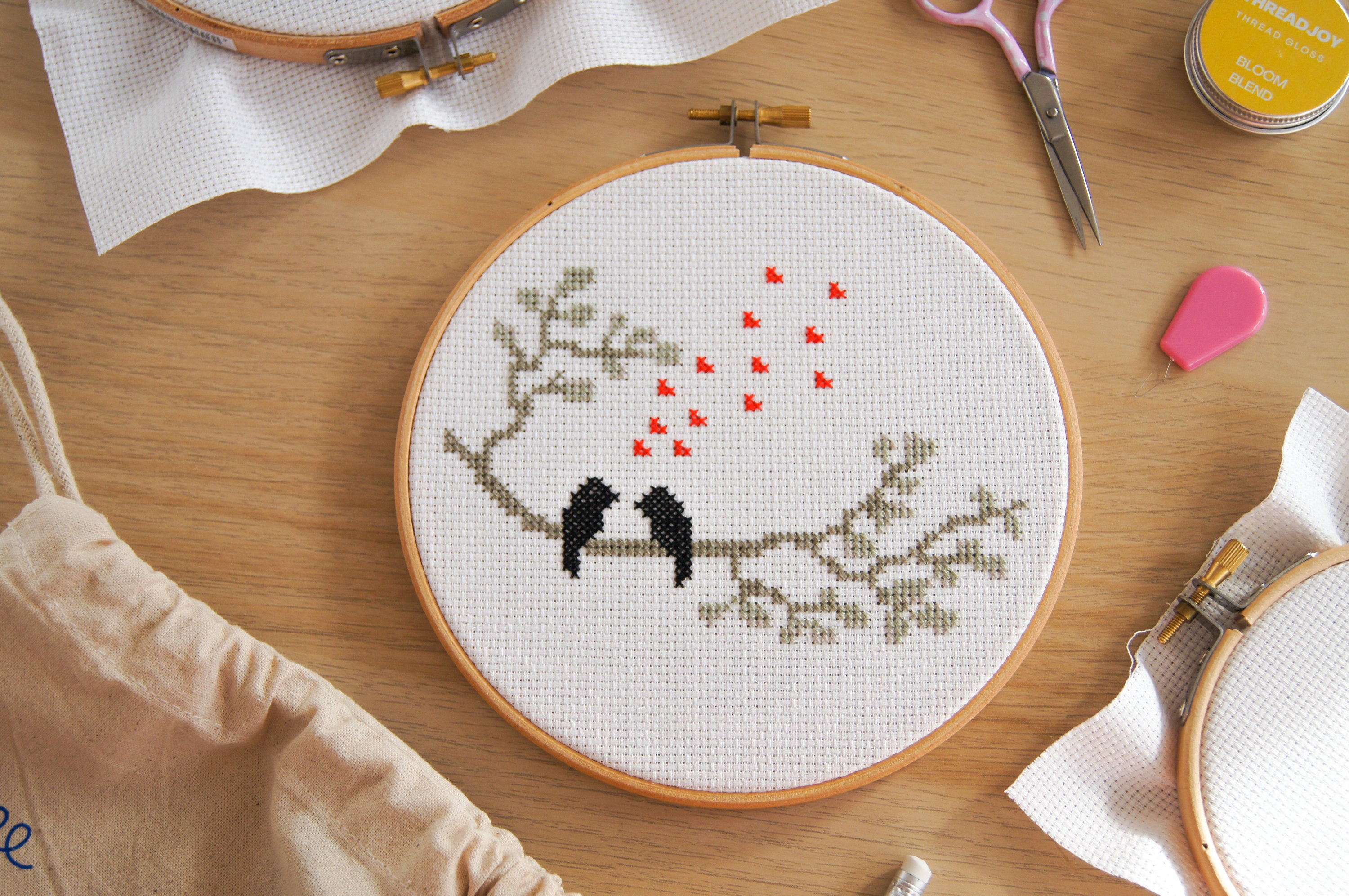 Love Birds Cross Stitch Pattern - Printable PDF Download