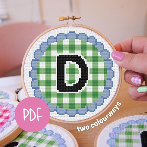 Letter D | Gingham A-Z Digital Cross Stitch Pattern | Alphabet | Stitch Your Initials