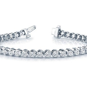 2ctw Three Prong Illusion Setting Style Round Cut Diamond Tennis Bracelet With Certificate, Diamond Tennis Bracelet for her