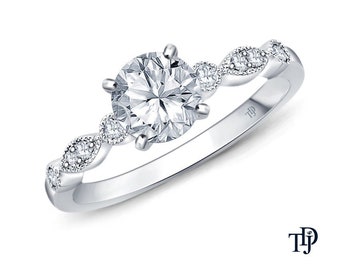 Women's Day Special Semi Mount A Marquise Style Setting with Detailed Milgrain Engagement Ring 0.10cts SI G