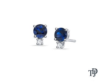 Blue Sapphire and Diamond Drop Stud Earring 1.56ct.tw With Certificate, Women's day special price