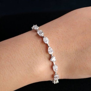 3ctw Mixed Shaped Fancy Cut Diamond Bracelet  SI H with Certificate, Diamond Tennis Bracelet, Diamond Bracelet gift for her