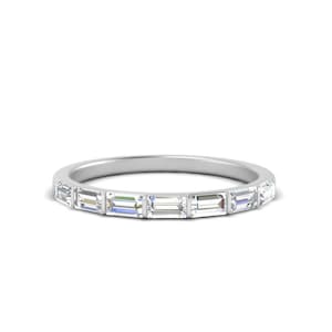 0.66Carat Bar Set Baguette Diamond Wedding Band, Diamond Wedding Band for women, Baguette Wedding Band, Minimalist Anniversary Band for her