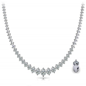 5ctw - 15ctw Round Diamond Graduated Tennis Necklace, With Certificate, Diamond Tennis Necklace for women, Beautiful White Diamonds,
