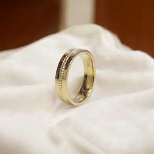 Herrenring Gold, 10K/14K/18K Gold Ehering für Männer, Jubiläumsring für Männer, Gold Ehering für ihn