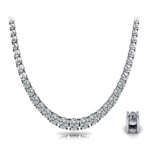 5ct-15ct 4 Prong Round Diamond Graduated Tennis Necklace With Certificate, Diamond Tennis Necklace,Beautiful Diamond Necklace for women