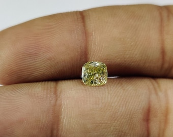 1,02 kt natuurlijke intens gele kussengeslepen diamant – losse steen SI2 Clarity