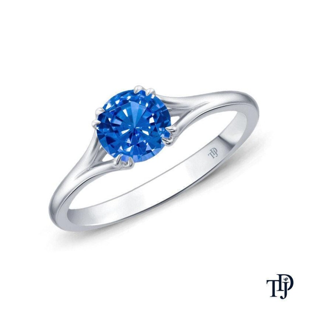 Solitaire With Ribbon 1ct/2ct Center Sapphire & Side Diamonds Contemporary Interwine Ribbon ...