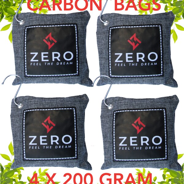 Charcoal Carbon Bamboo Bags for Odour | Natural Odor Remover Air Fresheners | 4 Charcoal Bamboo Air Purifying Sacks | Bamboo Charcoal Bags