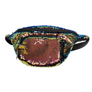 Smell Proof Sequin Belt Bag Travel Rainbow Gold Bag Carbon Lined Bum Bag Waist Rave Festival Carnival Sparkly Bum Bag Rave Crossbody Pouch image 1