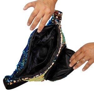 Smell Proof Sequin Belt Bag Travel Rainbow Gold Bag Carbon Lined Bum Bag Waist Rave Festival Carnival Sparkly Bum Bag Rave Crossbody Pouch image 4