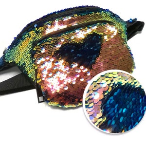 Smell Proof Sequin Belt Bag Travel Rainbow Gold Bag Carbon Lined Bum Bag Waist Rave Festival Carnival Sparkly Bum Bag Rave Crossbody Pouch image 2