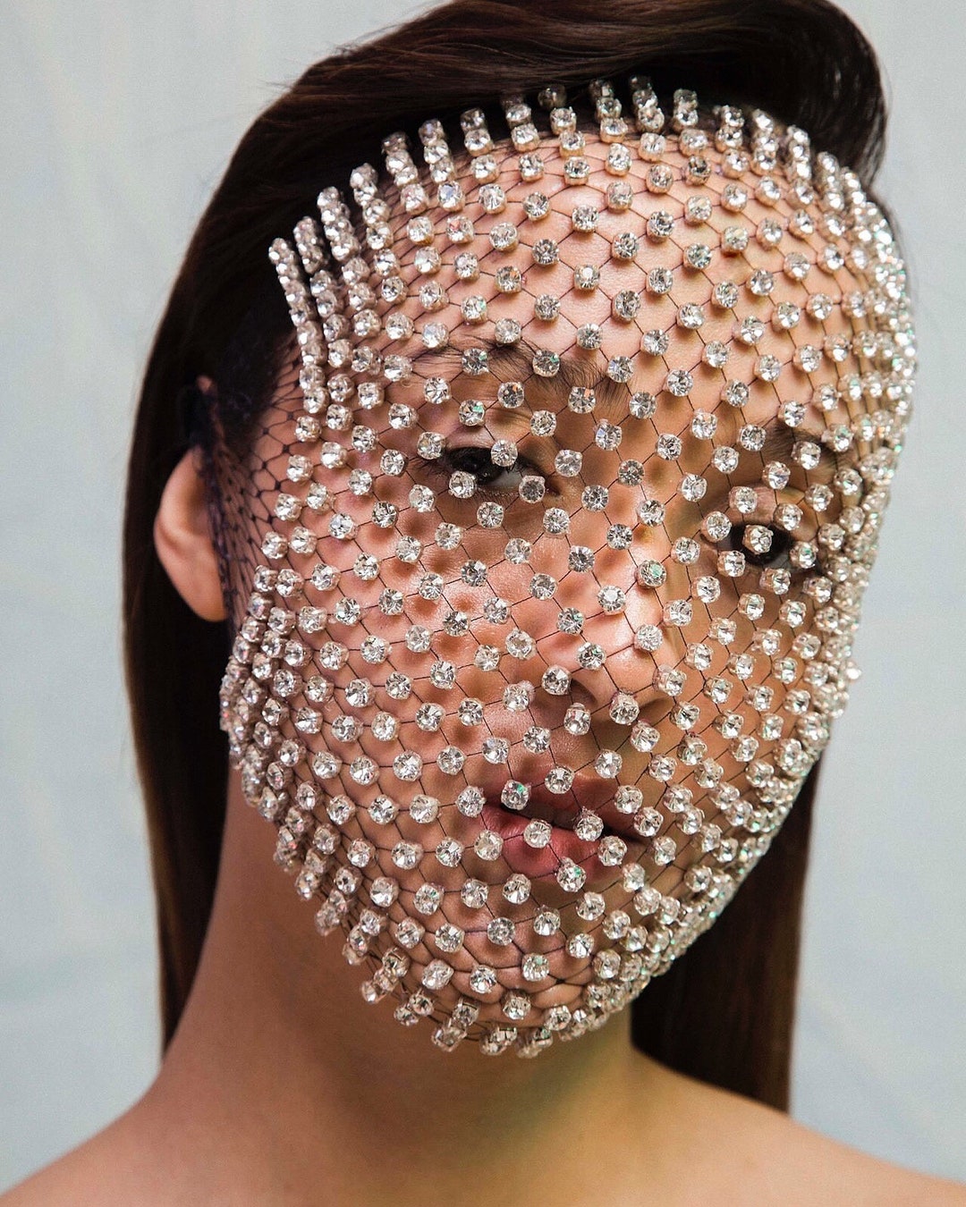 ORIGINAL Crystal Face Veil/ Mask Cubic Zirconia Crystal Etsy